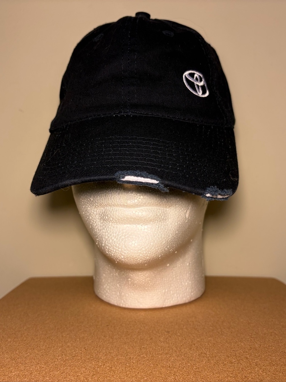 Toyota Embroidered Logo Distressed Black Baseball Cap